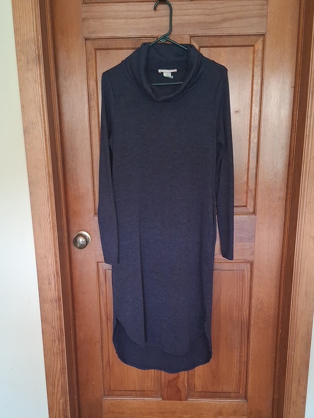 "Sweet Adelyn" Cowl Neck Long Sleeve Dress - Navy